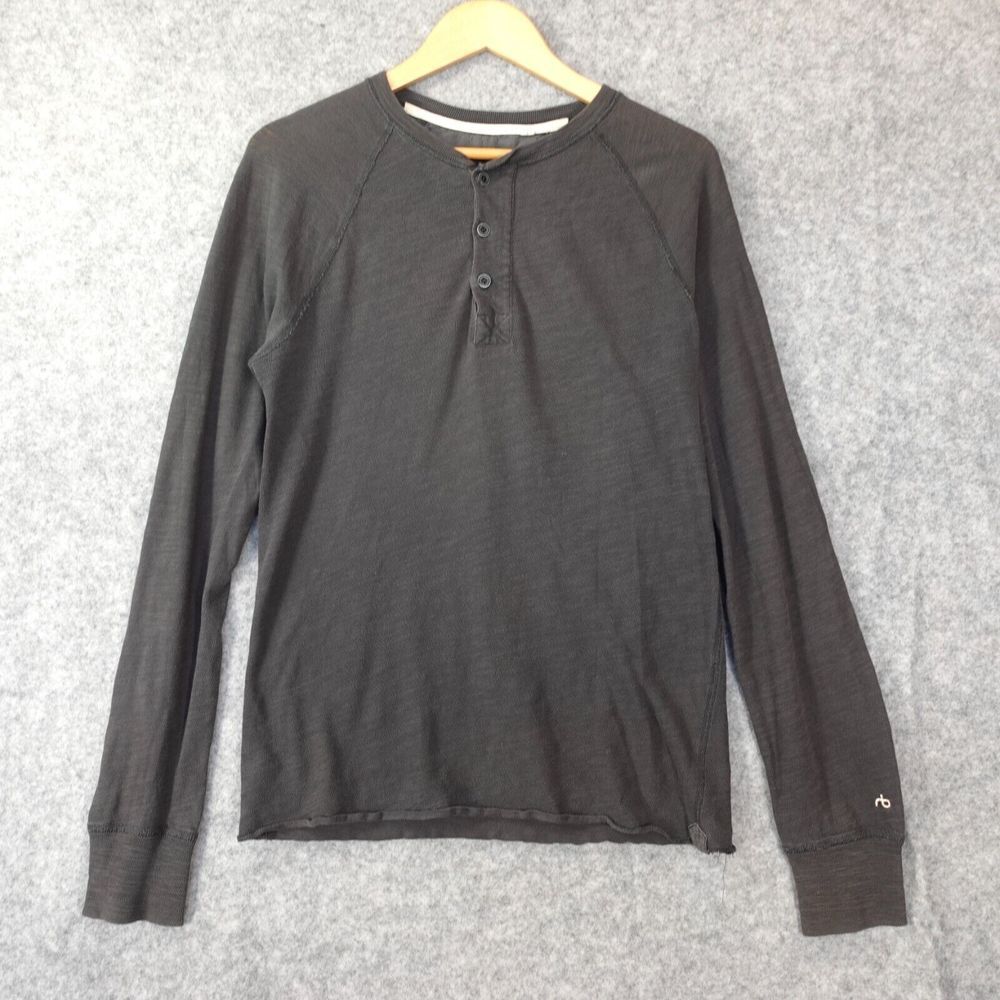 Raglan Henley Long Sleeve Shirt‎ Mens S Charcoal Thermal Base Layer Tee RAG BONE